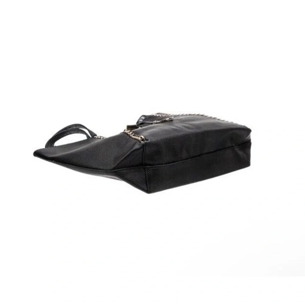 Badgley Mischka Black Tote with Chain Trim